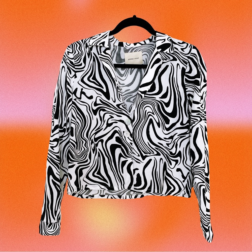 PALOMA WOOL Casting Psychedelic Zebra Print Shirt Size S